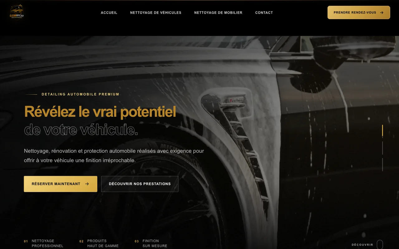 Page d’accueil du site cleanmycar69.com